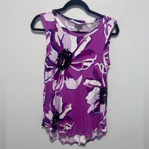 LulaRoe Purple White Floral Tank Size X Small